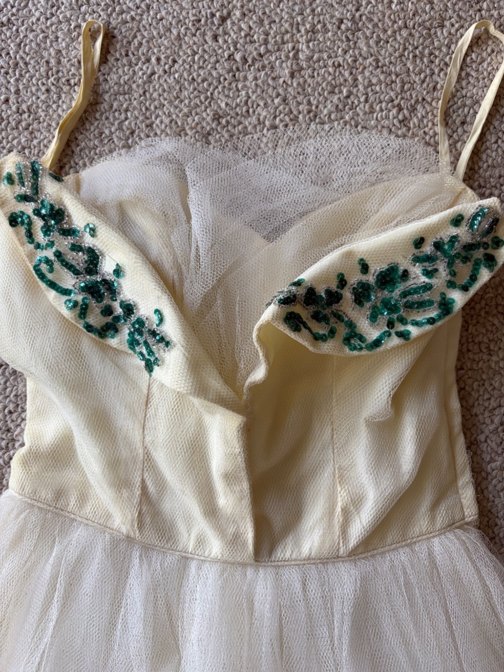 Vintage Lorrie Deb Butter Yellow Beaded Formal Dress Pinup Old Hollywood Glam - Picture 3 of 13